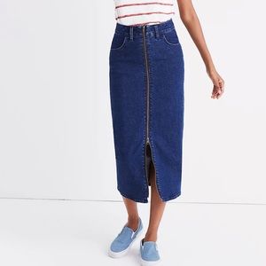 Madewell Denim Zip-Front Midi Skirt